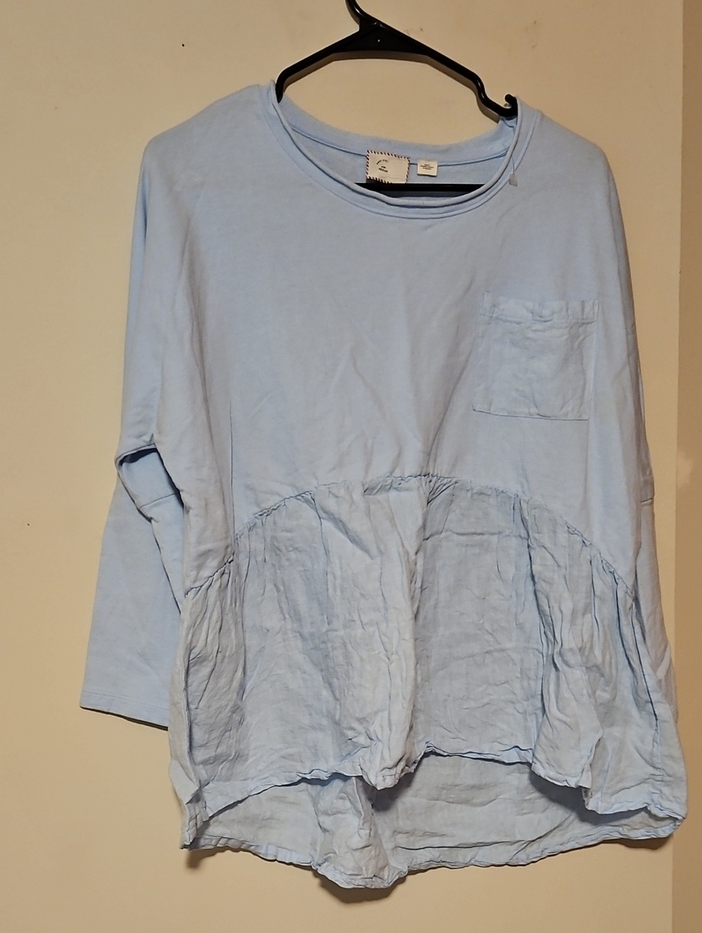 Light Blue Women's Relaxed Peasant Tunic Top